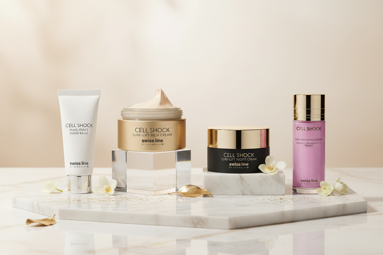 Bannière Swiss Line - crèmes surélevées sur cubes